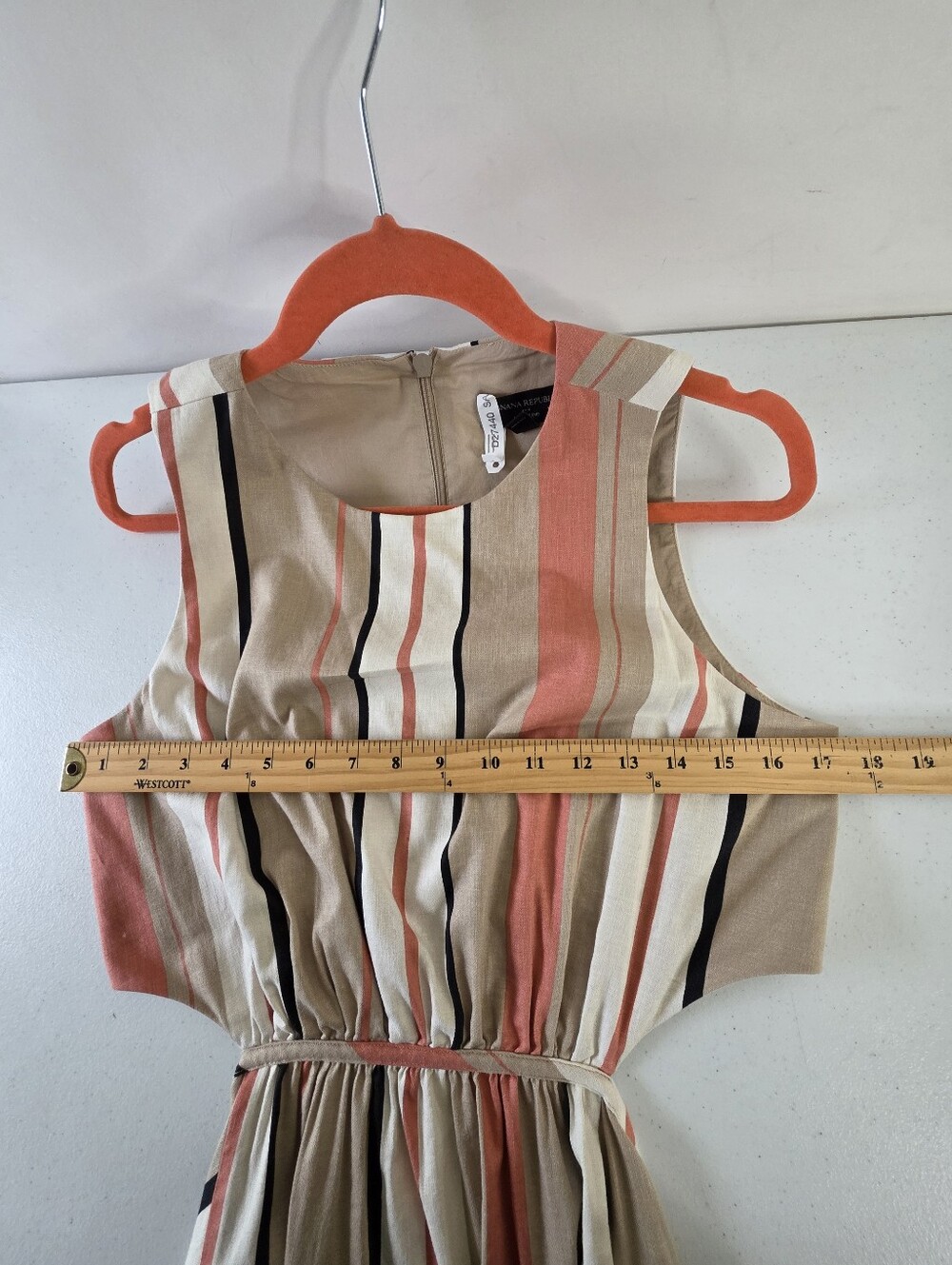 Banana Republic LINEN Blend Cut-Out Midi Dress Size 8 Striped with Pockets Chic - Picture 7 of 13